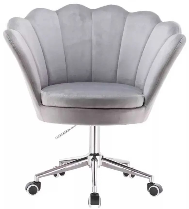 LuxuryForm DESIGN Kreslo FREY VELUR na striebornej podstave s kolieskami - svetlo šedé