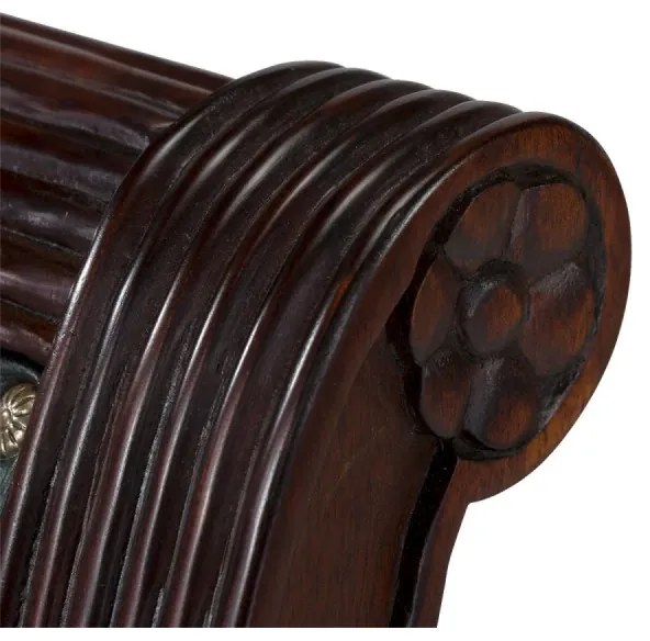 furniture-nabytek.cz - Masívne kancelárske kreslo Cambridge z pravej kože, mahagónové, lakované, zelené