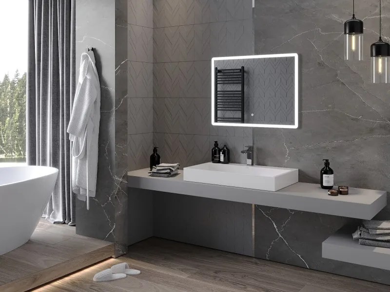 Mexen Navia, LED kúpeľňové zrkadlo s podsvietením 80 x 60 cm, 6000K, ochrana proti zahmlievaniu, 9803-080-060-611-00