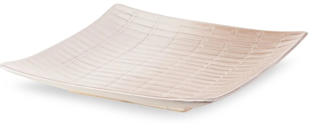 DEKORAČNÝ KERAMICKÝ TANIER EDNA (02) 27X27X5 CM KRÉMOVÝ