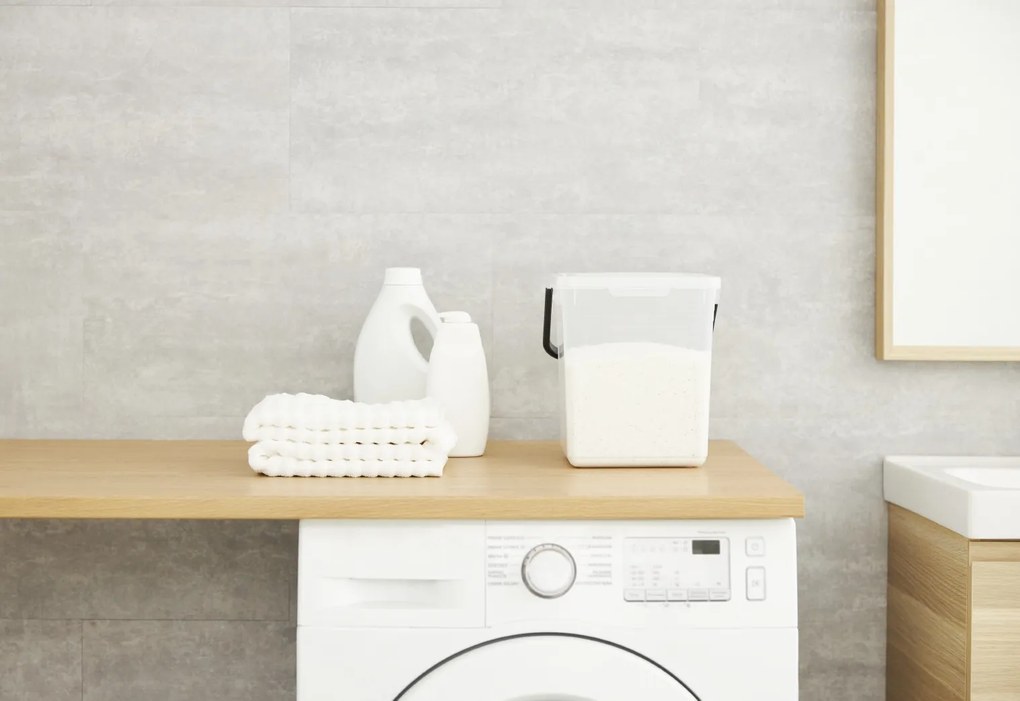 Rotho Nádoba na prací prášok, granule alebo bioodpad – 9 l DETERGENT Transparentná