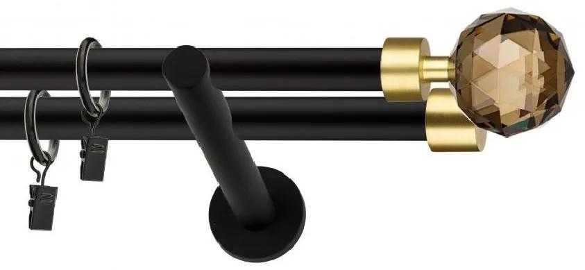 Dekorstudio Garniža dvojradová CRYSTAL zlatá MIX čierna-matná 19mm Dĺžka: 120cm, Typ príslušenstva: Krúžky tiché so štipcami