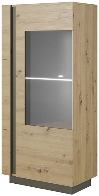 Nízka vitrína ARCO 4 bez LED osvetlenia - dub artisan / grafit