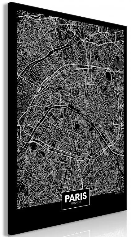 Artgeist Obraz - Dark Map of Paris (1 Part) Vertical Veľkosť: 80x120, Verzia: Premium Print