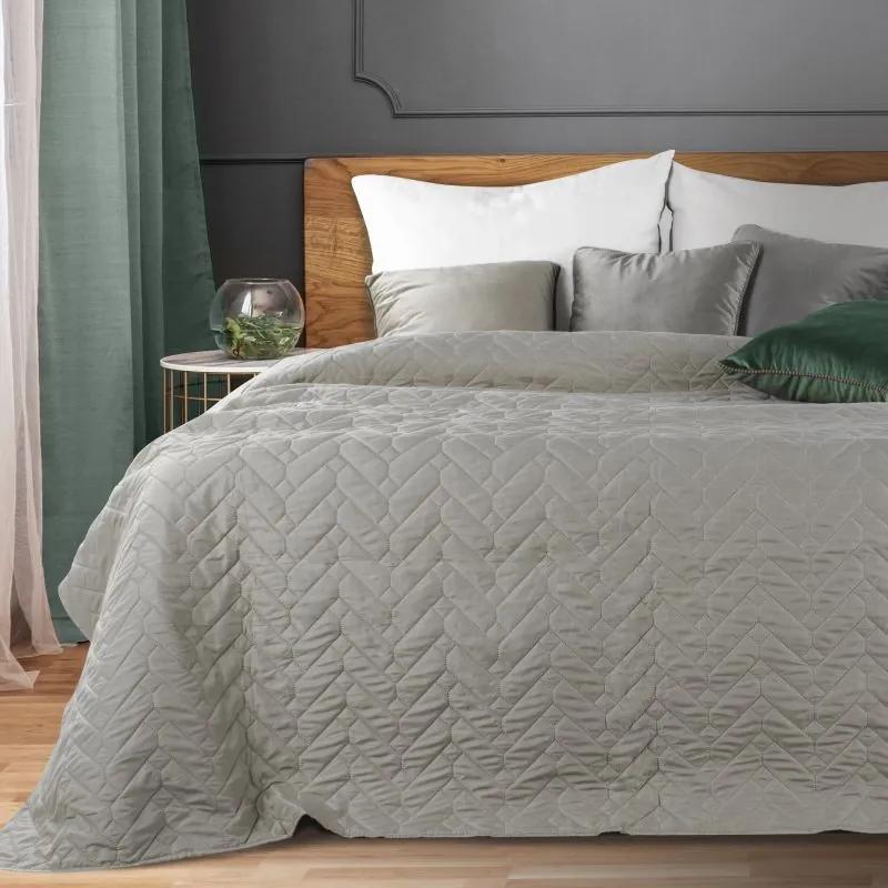 Eurofirany Elegantný sivý prehoz na posteľ STELLA so zaujímavým geometrickým vzorom 220x240 cm