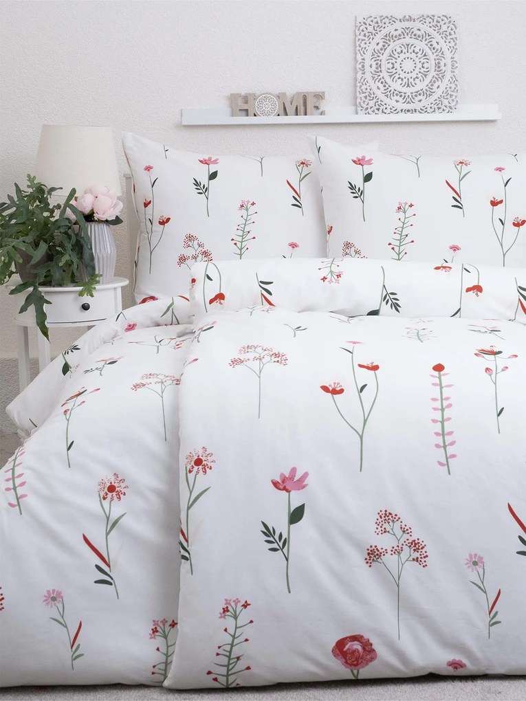 Predlžené bavlnené obliečky Renforcé – Vlčie maky bílé