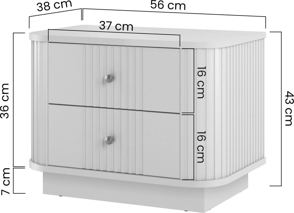 Sada nočných stolíkov Vespera 56 cm na sokli - kašmírová / orech / čierna