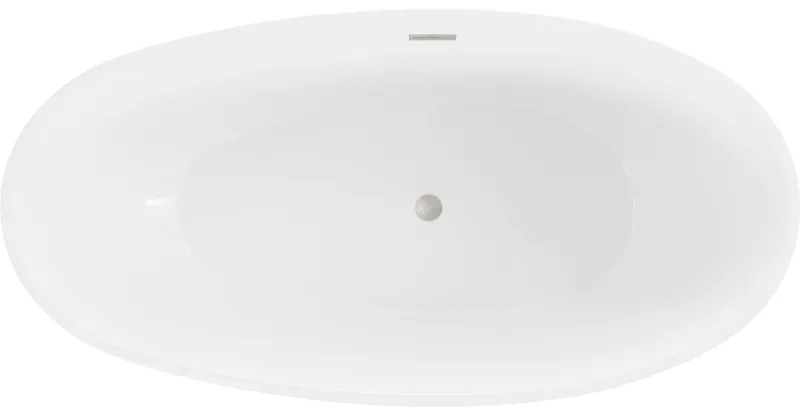 Mexen Bilbao, voľne stojaca vaňa 180 x 90 cm, biela-čierna, brúsená oceľ prepad, 51311809075-97