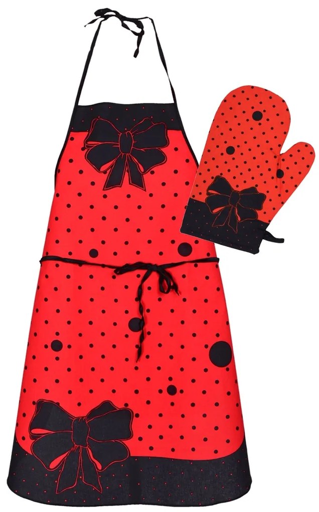 Zástera a chňapka - Madam -set - Červený