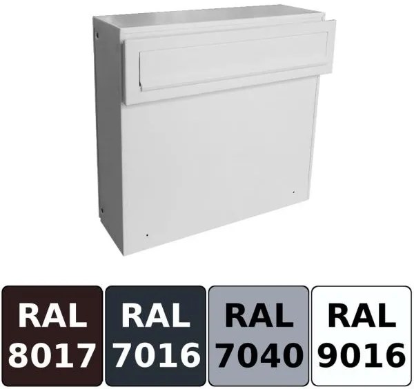 Lakovaná poštovní schránka DLS-A-050 pro montáž na dřevěný plot či plaňkovou výplň branky / Barva schránky:Šedá RAL 7040