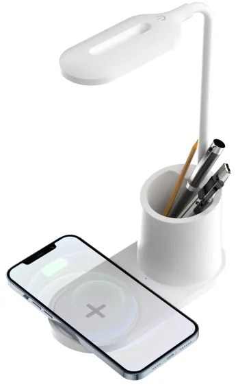 LED Stolná lampa LED/3W/5V s bezdrôtovým nabíjaním biela
