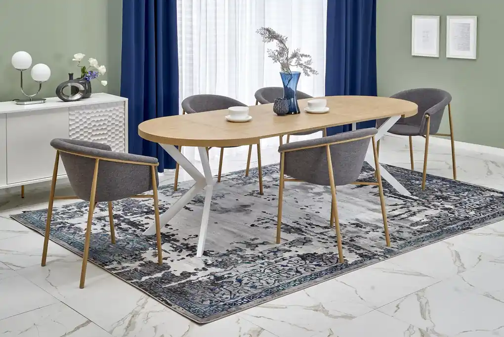 Jedálenský stôl v Škandinávskom štýle Hema131, dub zlatý/biela | BIANO
