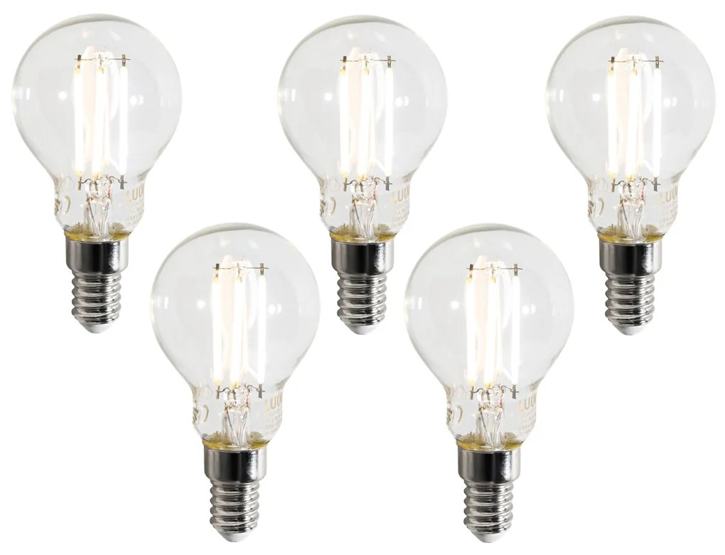 Sada 5 inteligentných LED žiaroviek E14 P45 číra 4,2 W 470 lm 2700 – 6500 K