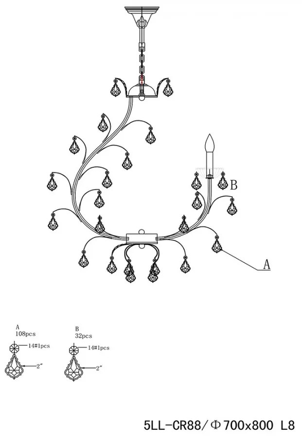 Gold rustic luxus krištáľ luster Ø65
