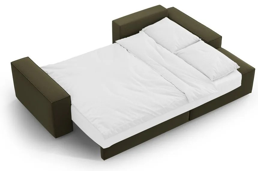 Zelená zamatová rozkladacia/s úložným priestorom rohová pohovka (pravý roh/s leňoškou) Jodie – Micadoni