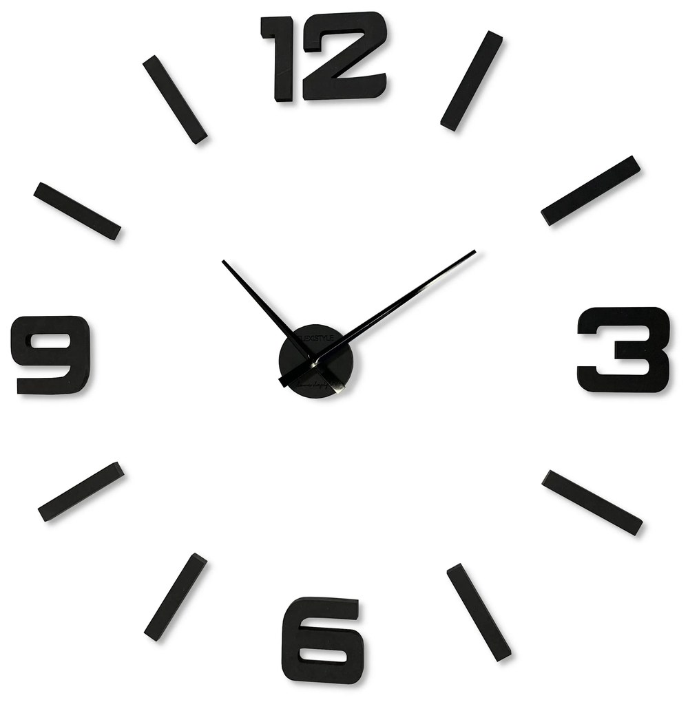 3D Nalepovacie hodiny DIY ADMIRABLE XL (100–130 cm) – čierne EKO, tichý chod (z2540g)