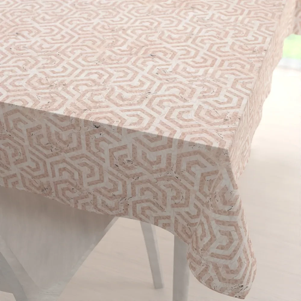 Biante Zamatový obdĺžnikový obrus Tamara TMR-029 Ružovobéžové hexagony s čiernym žíhaním 100x140 cm