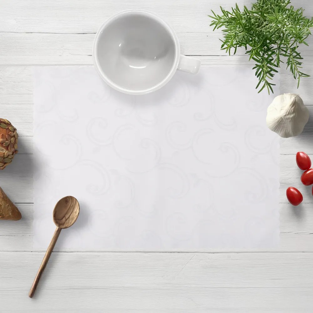 Biante Teflónové prestieranie na stôl TF-100 Biele ornamenty s lístkami 35x45 cm