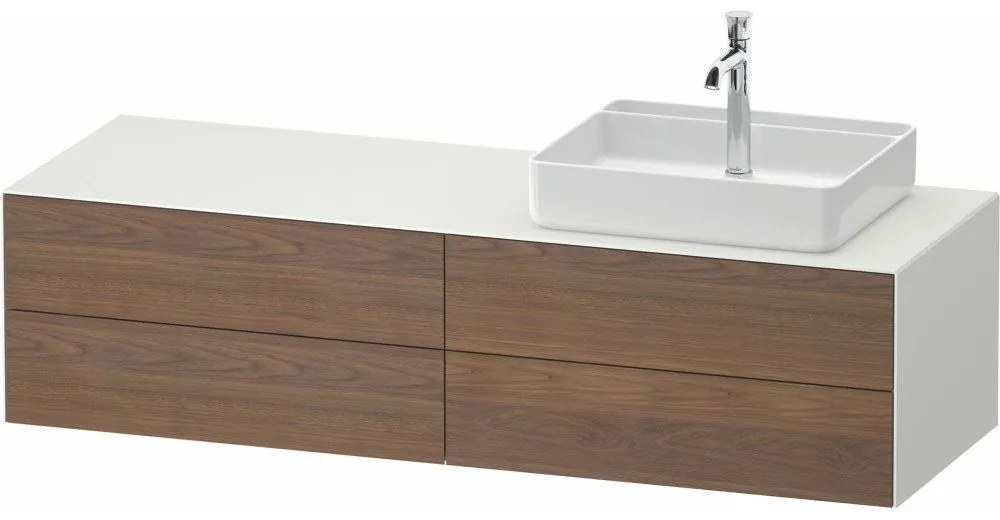 DURAVIT White Tulip závesná skrinka pod umývadlo na dosku (umývadlo vpravo), 4 zásuvky, 1600 x 550 x 408 mm, americký orech masív/biela matná, WT4867R77360000