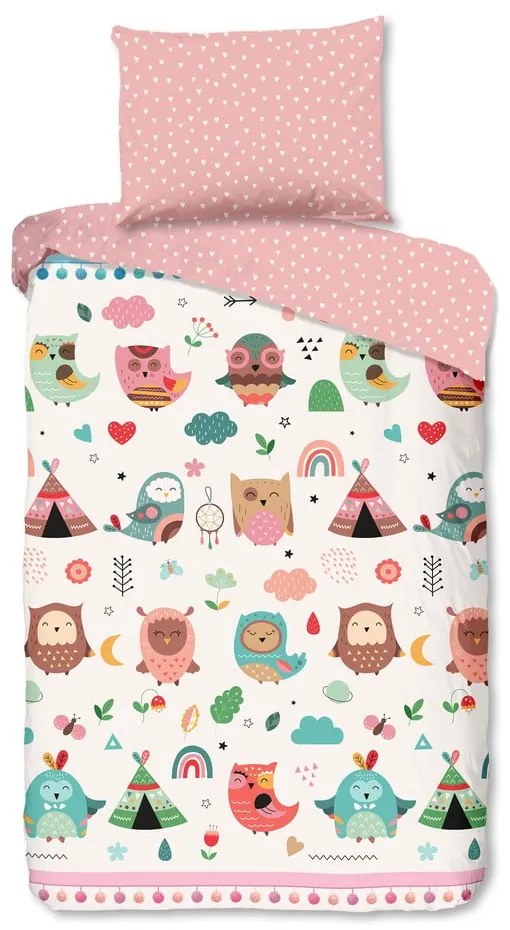 Ružové bavlnené detské obliečky na jednolôžko 140x200 cm Wise – Good Morning