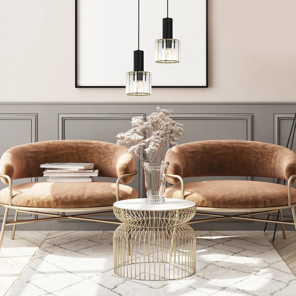 Závesné svietidlo Cristal, 1x transparentné krištáľové tienidlo, b/g