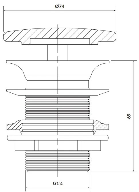 Cersanit Larga, keramická zátka pre umývadlá bez prepadu, svetlá šedá matná, K677-094