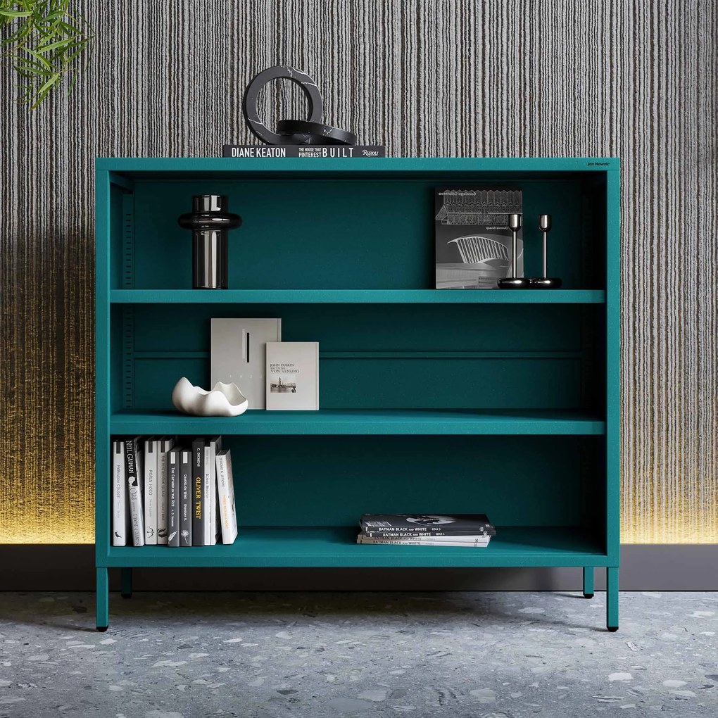 Nízky policový regál LUCA, 1000 x 900 x 350 mm, Modern: morská farba