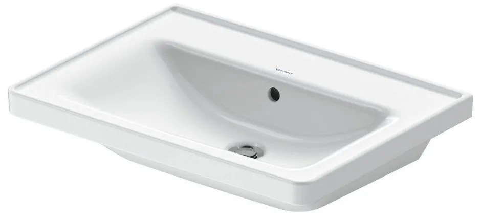 DURAVIT D-Neo umývadlo na skrinku bez otvoru, s prepadom, 650 x 480 mm, biela, s povrchom WonderGliss, 23676500601