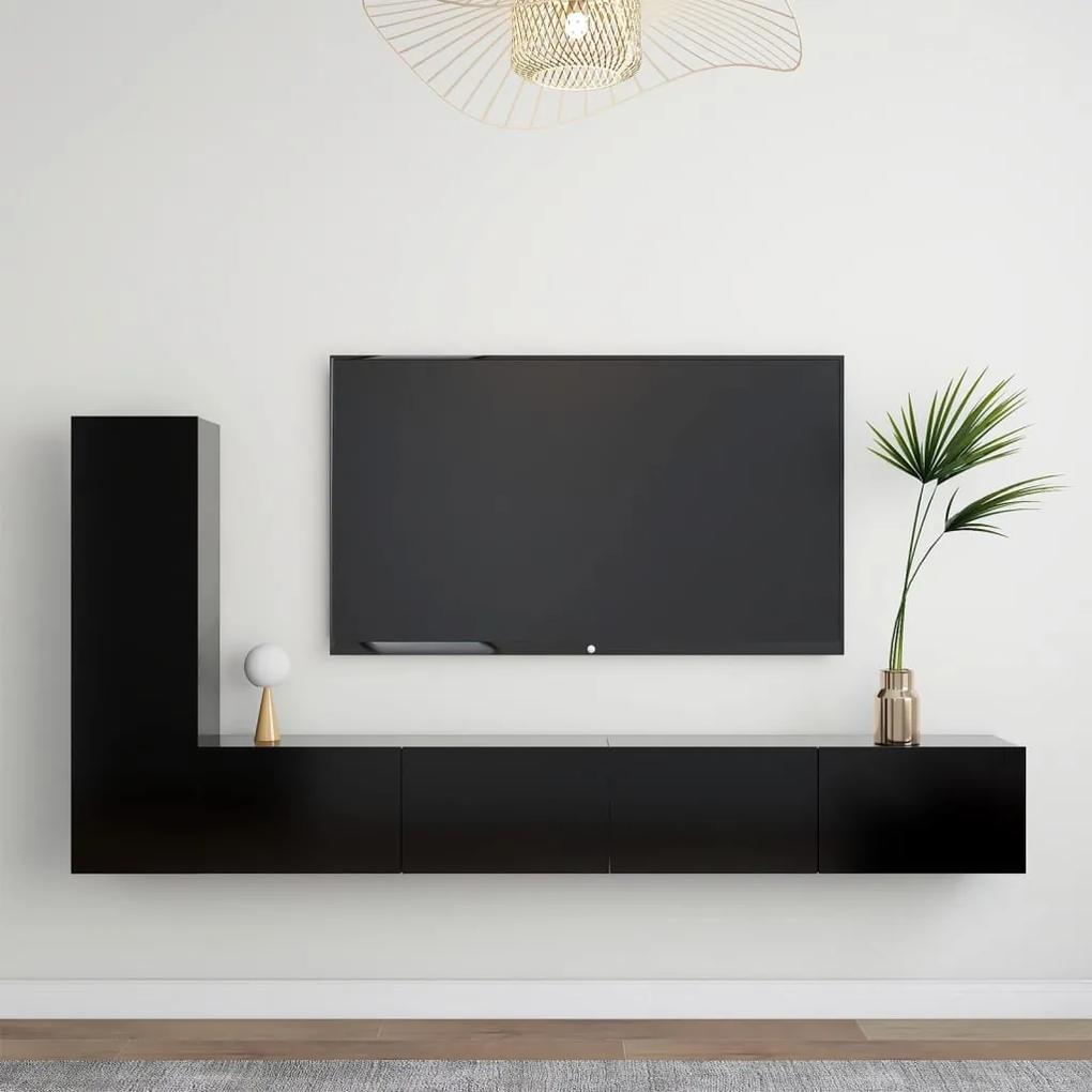 3-dielna súprava TV skriniek čierna drevotrieska 3078780