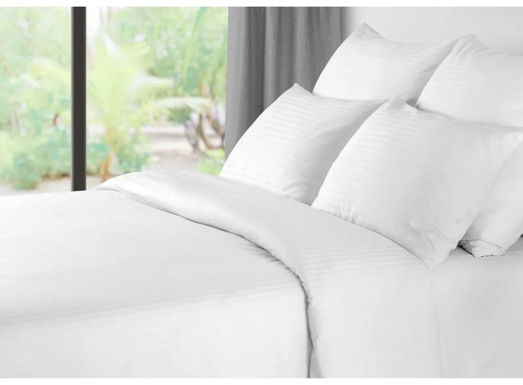 Hotelové obliečky z mikrovlákna JASMINE biele - prúžok 2 cm Rozmer obliečky: 2 ks 70 x 90 cm | 200 x 220 cm