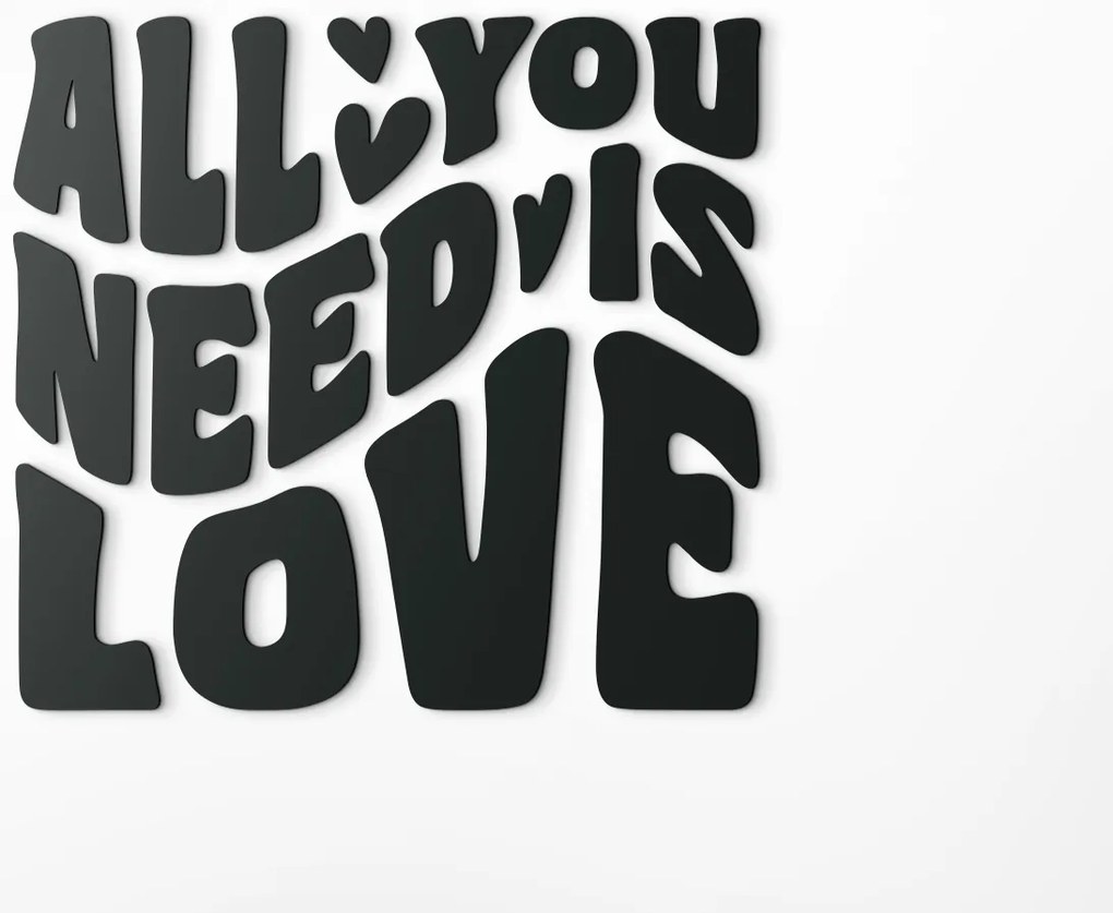 drevko Drevený citát All you need is love Rozmer obrazu: 56 x 60 cm, Farba dekorácie: Čierna