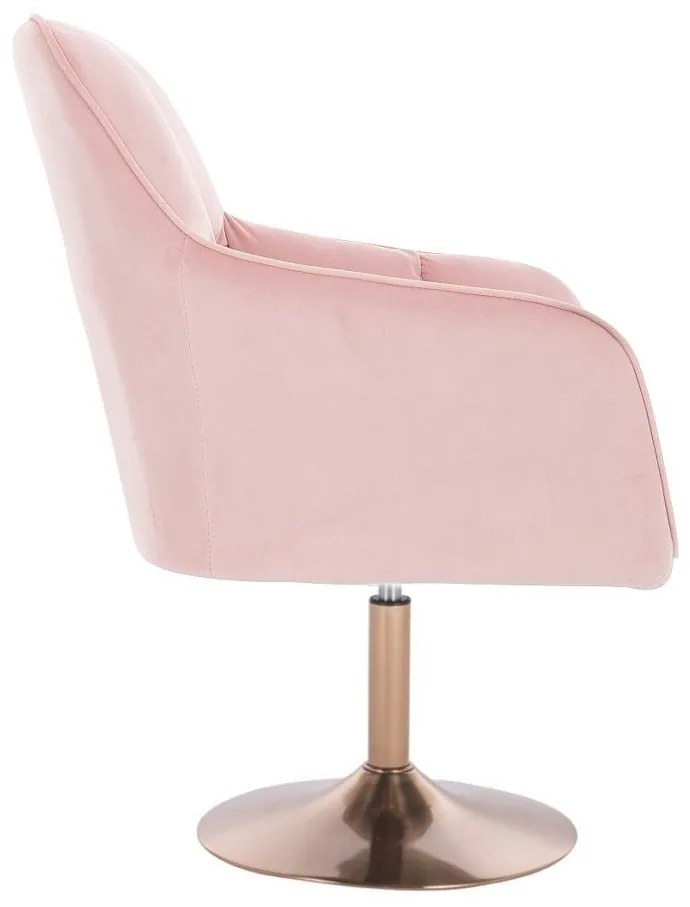 LuxuryForm DESIGN Kreslo AMALFI VELUR na zlatom tanieri - ružové