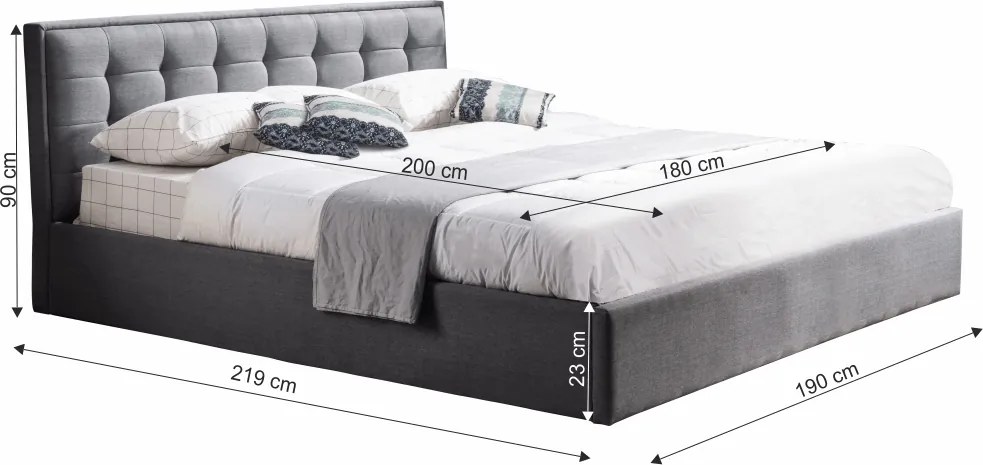 Manželská posteľ s roštom Elsie 180x200 cm - sivá