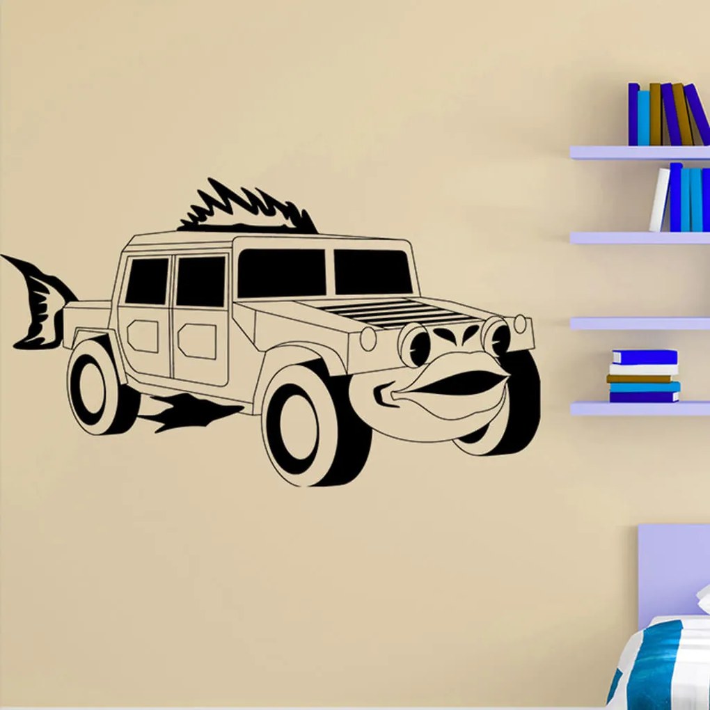 Veselá Stena Samolepka na stenu na stenu Detské autíčko Jeep Farba: černá