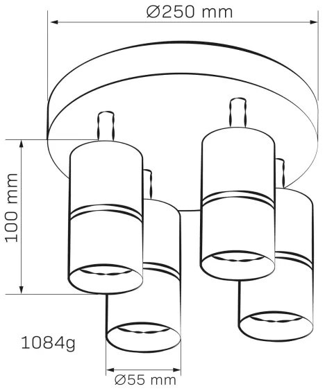 Bodové svietidlo BAMBOO 4xGU10/10W/230V čierna