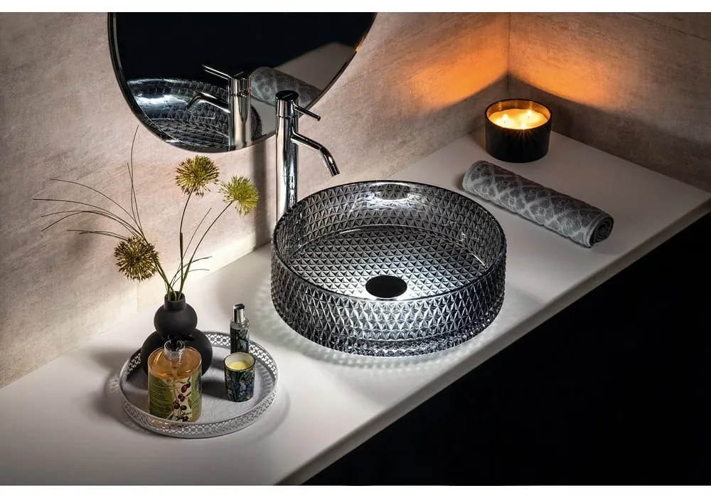 Čierne sklenené okrúhle umývadlo ø 39,5 cm Maragua – Sapho