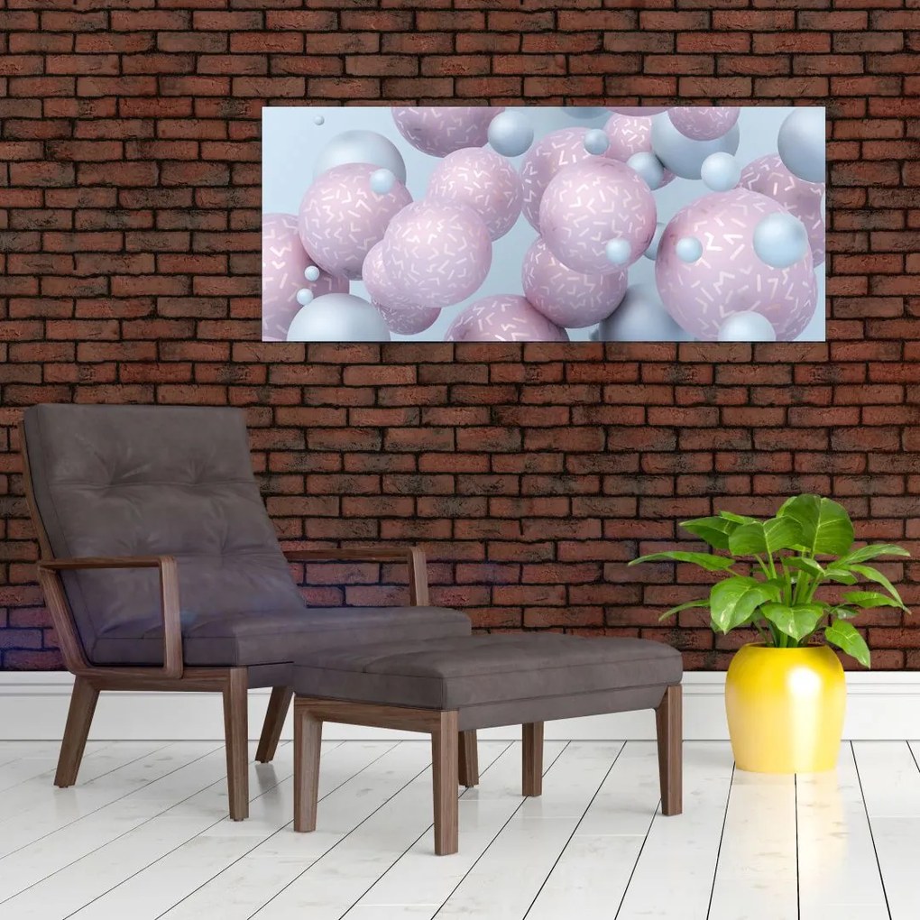 Abstraktný obraz - Pastelové guľa (120x50 cm)