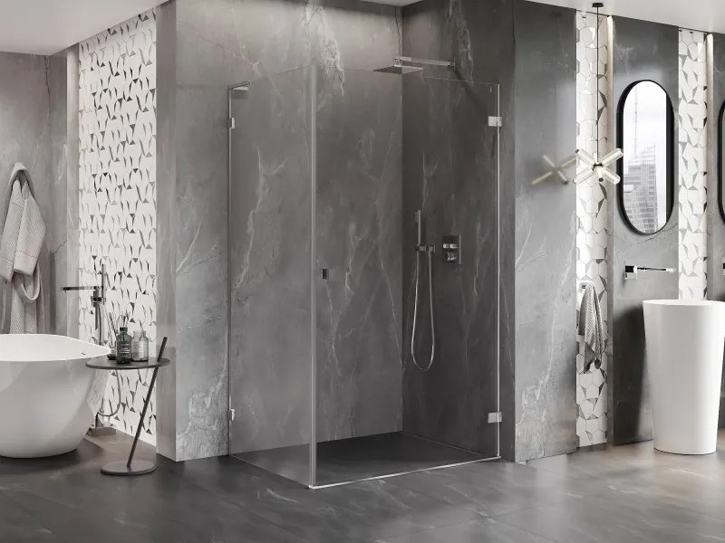 Mexen Lunar-B L, 1-krídlový sprchový kút, pravý, 90 x 80 cm, 8mm číre sklo, chrómový profil, 832L-090-080-01-00-P