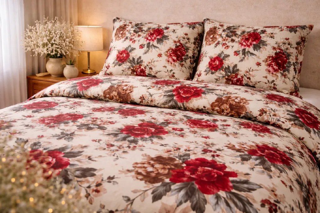 Luxusné bavlnené obliečky – kvetinový vzor 140x200/70x90 cm | Slovenský výrobok | zips