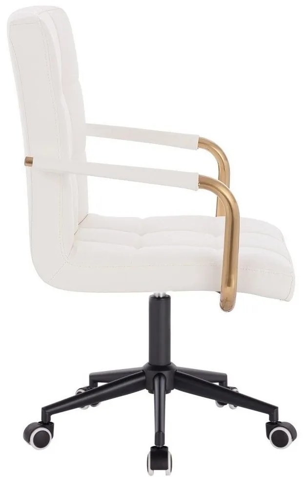 LuxuryForm DESIGN Stolička VERONA GOLD na čiernej podstave s kolieskami - biela
