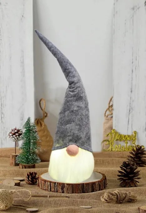 Vianočný škriatok Led YX039 sivý