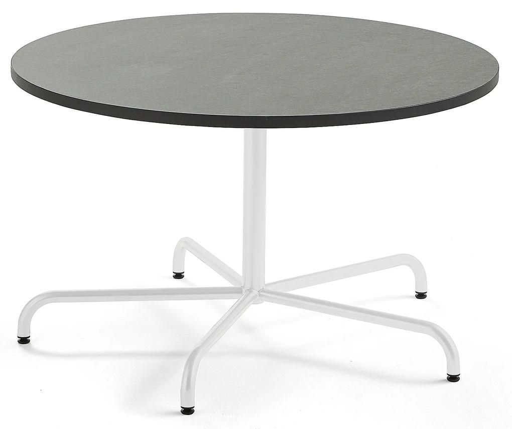 Stôl PLURAL, Ø 1200x720 mm, linoleum - tmavošedá, biela