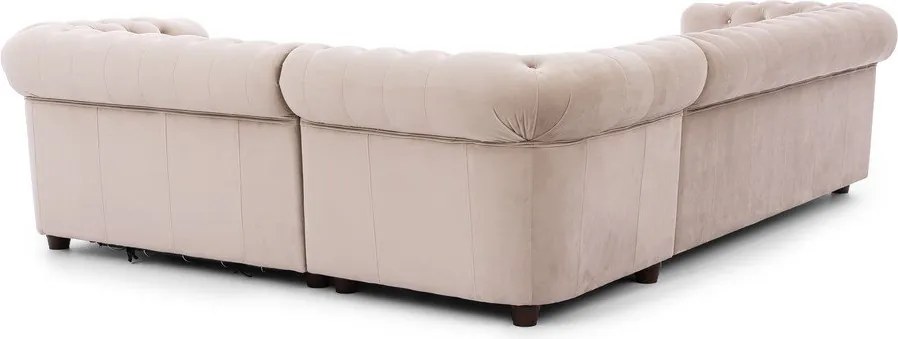 Béžová zamatová rozkladacia rohová pohovka (pravý roh/do L) York Blik – Ropez