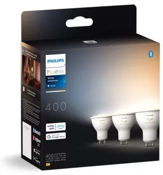 SADA 3x LED Stmievateľná žiarovka Philips Hue WHITE AMB. GU10/4,2W/230V 2200-6500K