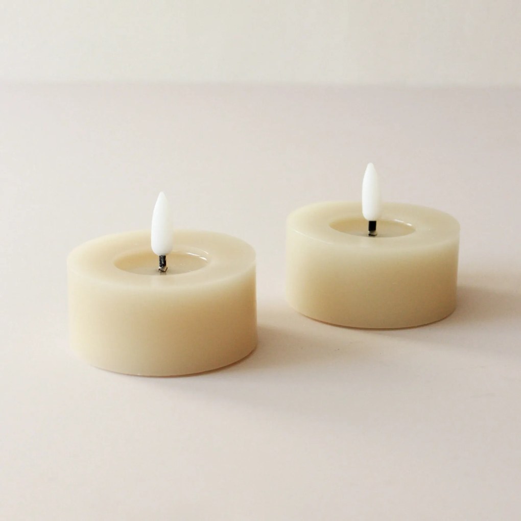 STAR TRADING Čajová LED sviečka Flamme Beige 7 cm – set 2 ks