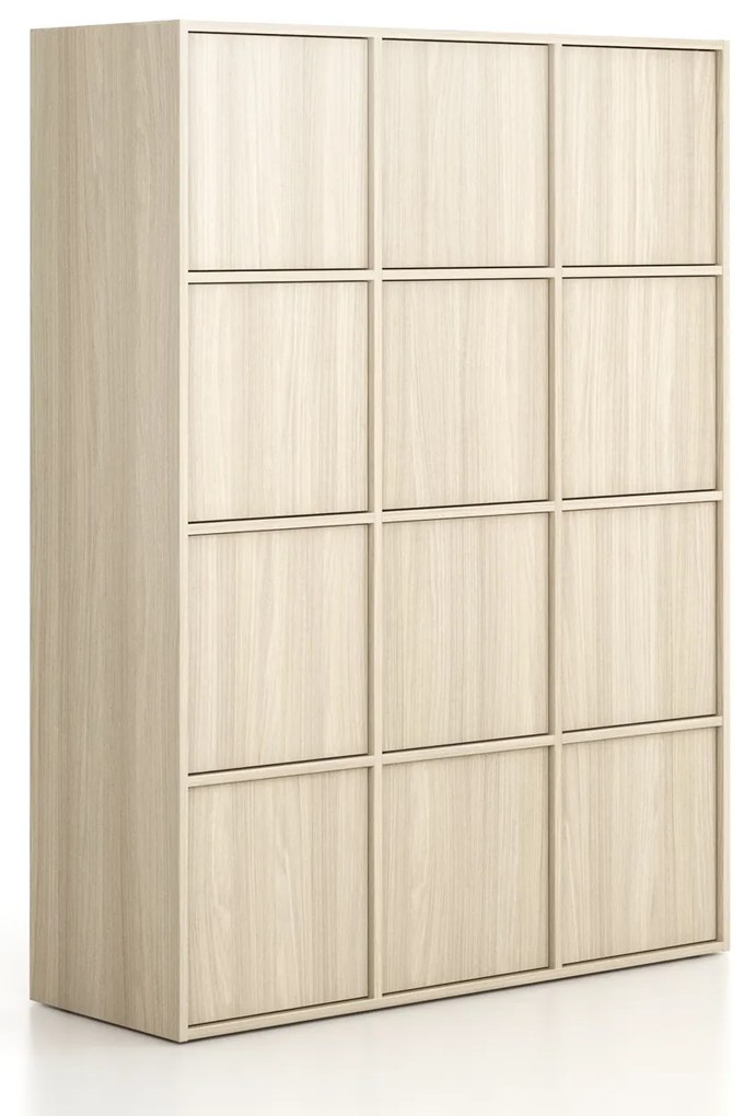 Kancelárska skriňa FRAME, 12x dvere, 1299 x 450 x 1735 mm, PUSH-lock, dub prírodný