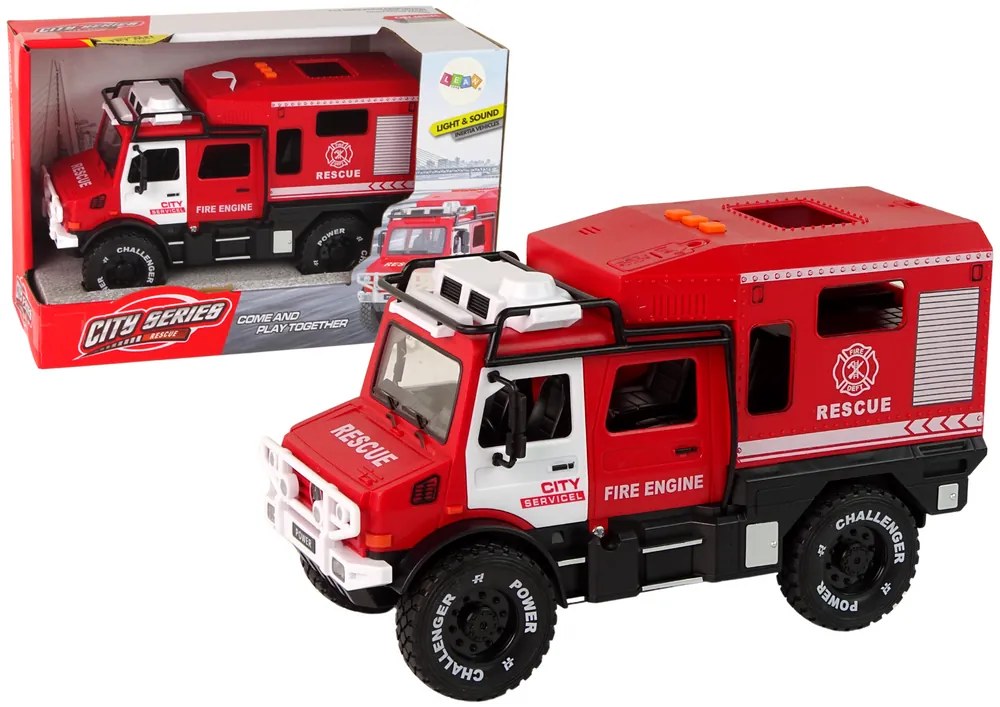 LEAN TOYS Terénne hasičské vozidlo - červená