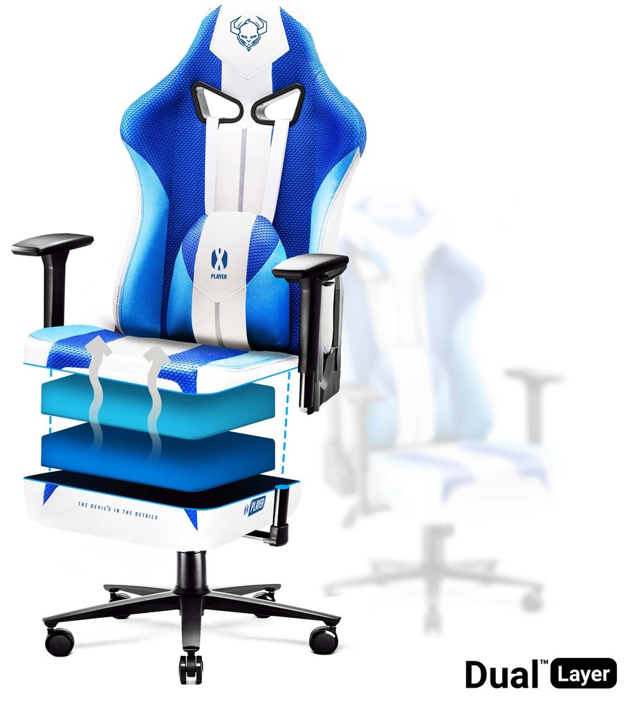 Látkové herné kreslo Diablo X-Player 2.0 Normal Size, Frost White/ bielé