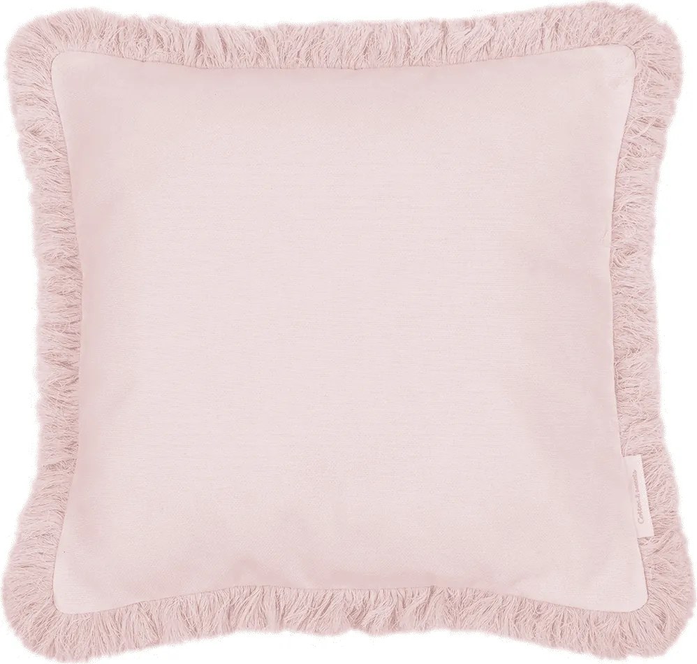 Boho štvorcový vankúš s rámom púdrovo ružová 40x40 cm