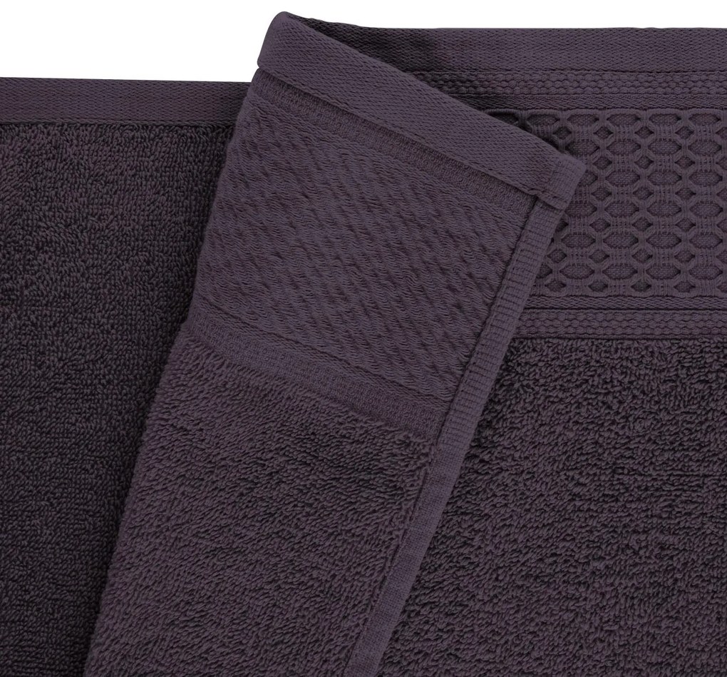 BAVLNENÉ UTERÁKY SOLANO SADA 1 KS 30X50 CM, 1 KS 50X90 CM, 1 KS 70X140 CM TMAVOFIALOVÁ